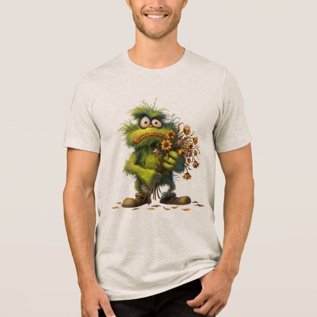 Grön Monster Blomma T Shirt (Framsida)