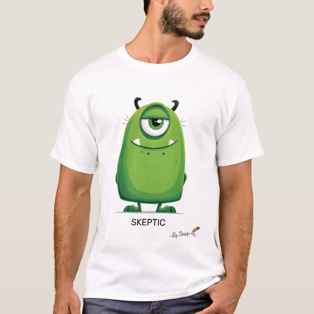 Grön Monster | SKEPTIKER - Genom Design | Roligt O T Shirt (Framsida)