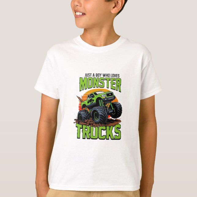 Grön Monster Truck T-Shirt Design (Framsida)