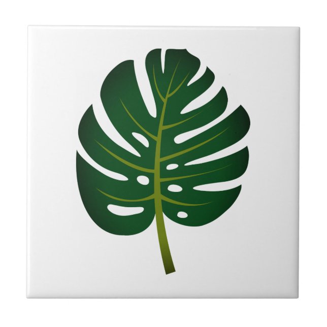 Grön Monstera palmblad anpassad keramisk platta Kakelplatta (Framsidan)