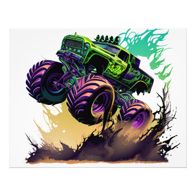 Grön monstertruck fototryck (Framsidan)