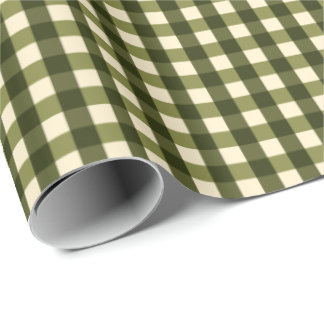 Grön mörk Gingham Presentpapper