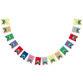 Grön motorbil med anpassningsbar text  vimplar