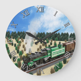 Grön Mountain 4-8-2 Tågtidklocka Stor Klocka