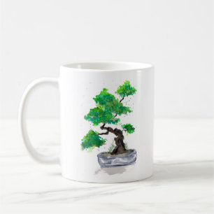 Grön mugg för Bonsaivattenfärgkaffe