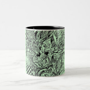 Grön mugg för kaffe för Wood ande för man