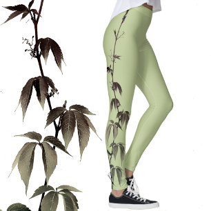 Grön murgröna fotografisk limegrön leggings