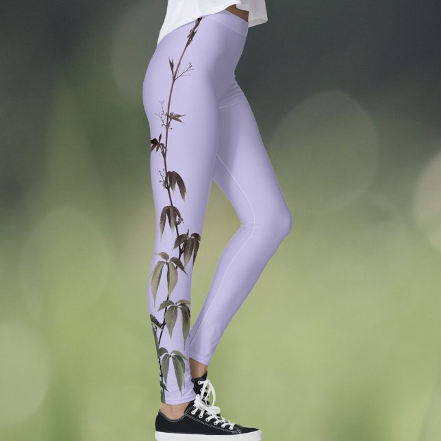 Grön murgröna på lila personliga Leggings (Skapare uppladdad)