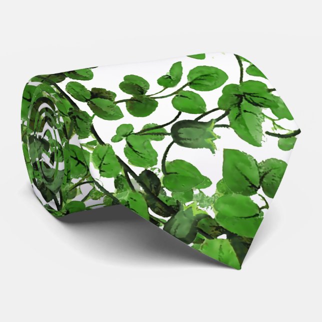 Grön murgrönablommigt slips (Rullad)