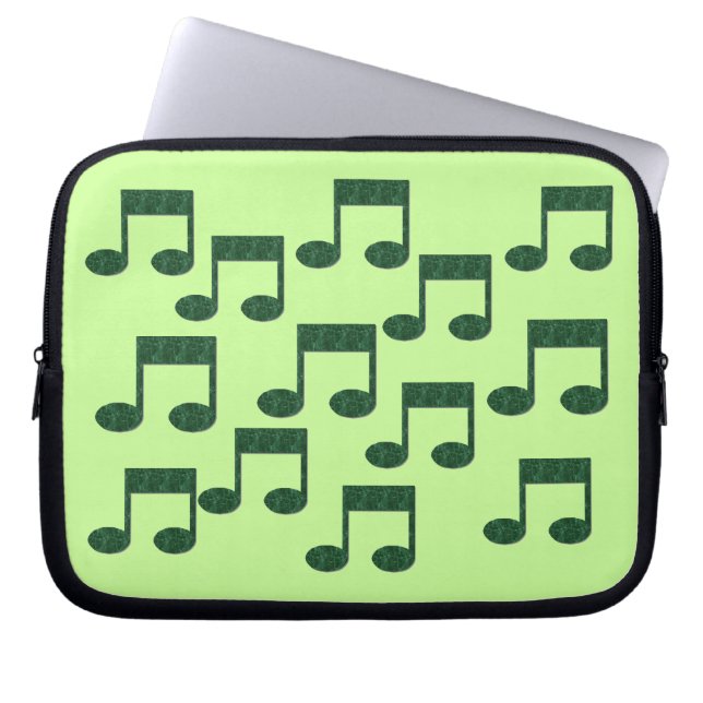 Grön musik noterlaptop sleeve (Framsidan)