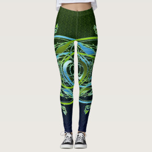 Grön n-blått virvlar runt leggings