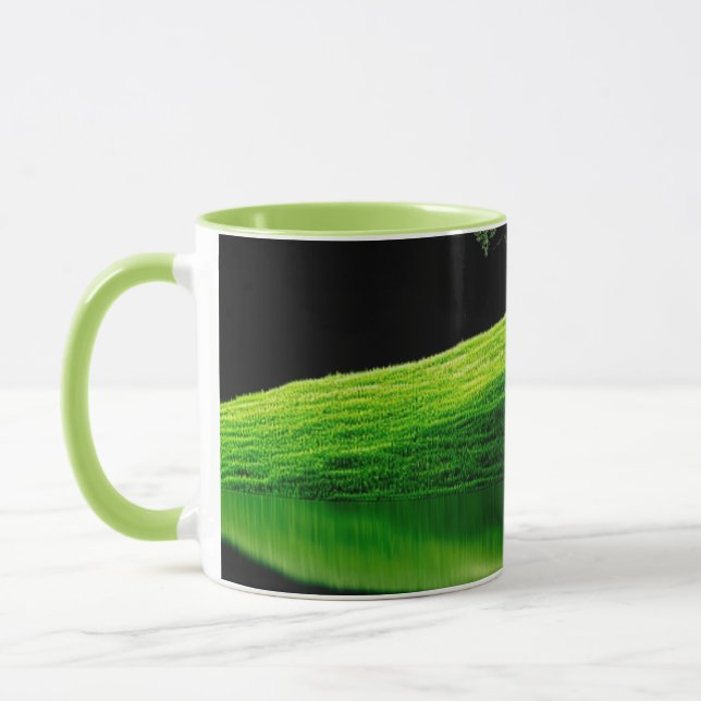 Grön Natur Landskapsreflektion Kaffe Mugg | Sce (Vänster)
