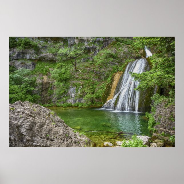 Grön Natur Vattenfall Poster (Framsidan)