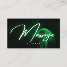 Grön Neon Massage Terapeut Handskriven Skrift Visitkort
