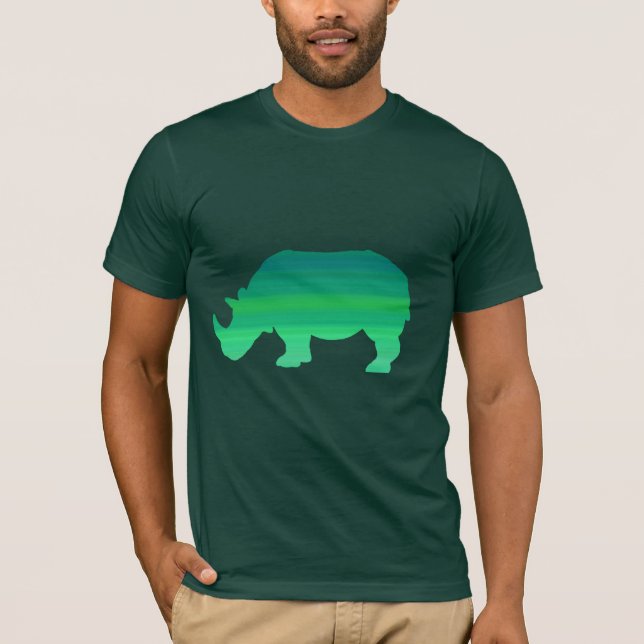 Grön noshörningskjorta t-shirt (Framsida)