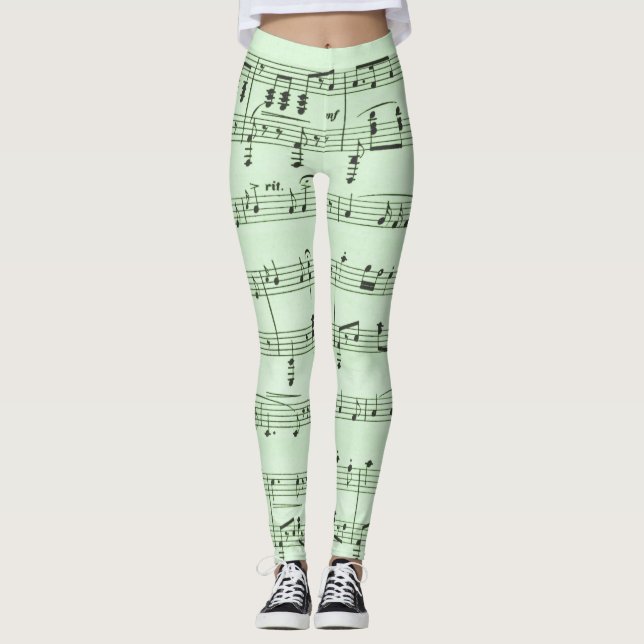 Grön notblad leggings (Framsida)