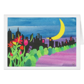 Grön NYC på natt II 07-09 Hälsningskort