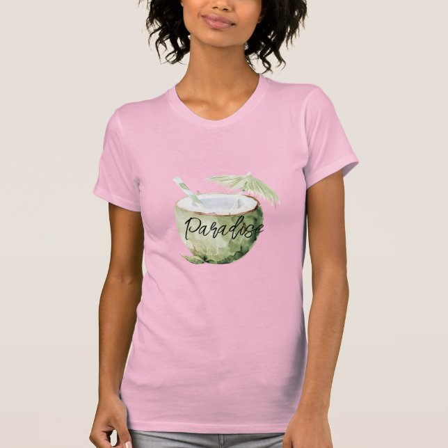 Grön ö Kokosparadis T Shirt (Framsida)