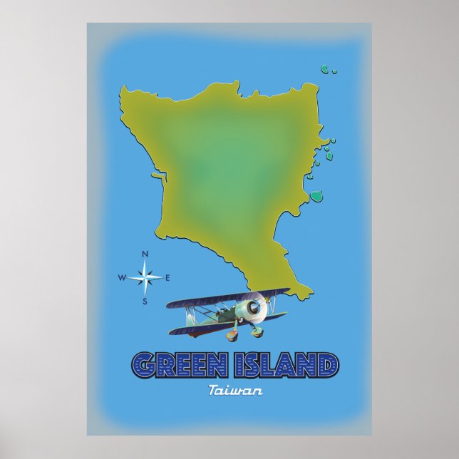 Grön ö Taiwan reseaffisch. Poster (Framsidan)