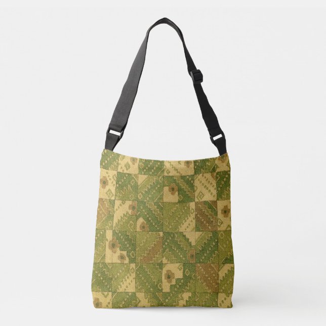 Grön och beige crossbody-väska axelväska (Framsida)