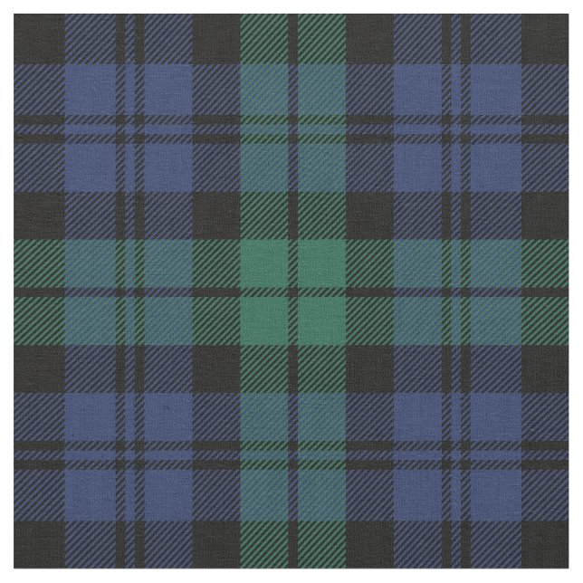 Grön och blå Black Watch Tartan Rutig Semester Tyg (Närbild)
