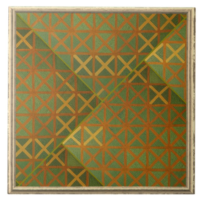 Grön Och Blå Geometrisk Abstrakt Kakelplatta (Framsidan)