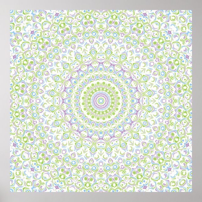 Grön och blå geometrisk mandalamönster poster (Framsidan)