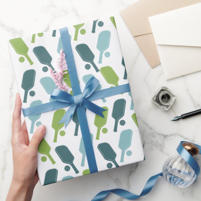 Grön och blå Pickleball-mönstrad Presentpapper (Gifting)