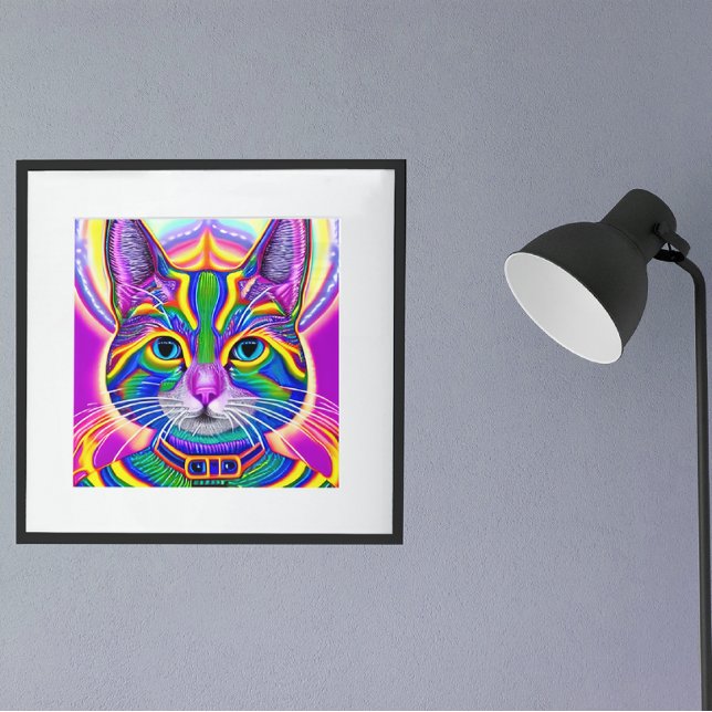 Grön och blå unik mystisk katt poster (Skapare uppladdad)