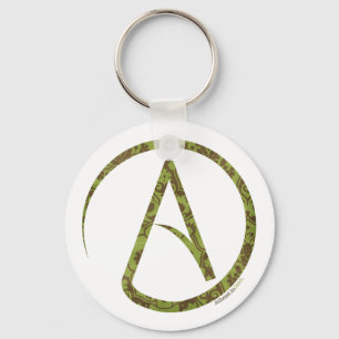 Grön och brun ateist Keychain för blommigt Nyckelring