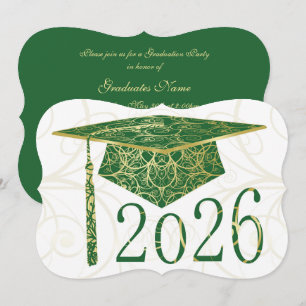 Grön och gul blomsterkåpa 2026 Examenfest Inbjudningar