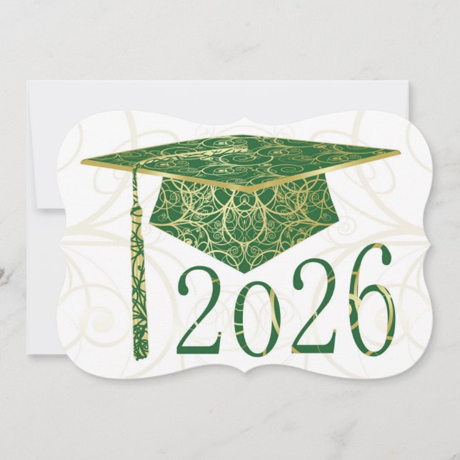 Grön och gul blomsterkåpa 2026-kort inbjudningar (Framsida)