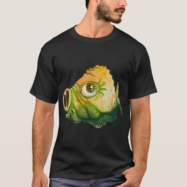 Grön och gul fisk Piggie T Shirt (Framsida)