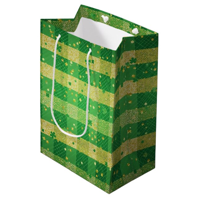 GRÖN OCH GUL GLITTER IRISK RANDIGT MÖNSTER (Framsidan Vinklad)