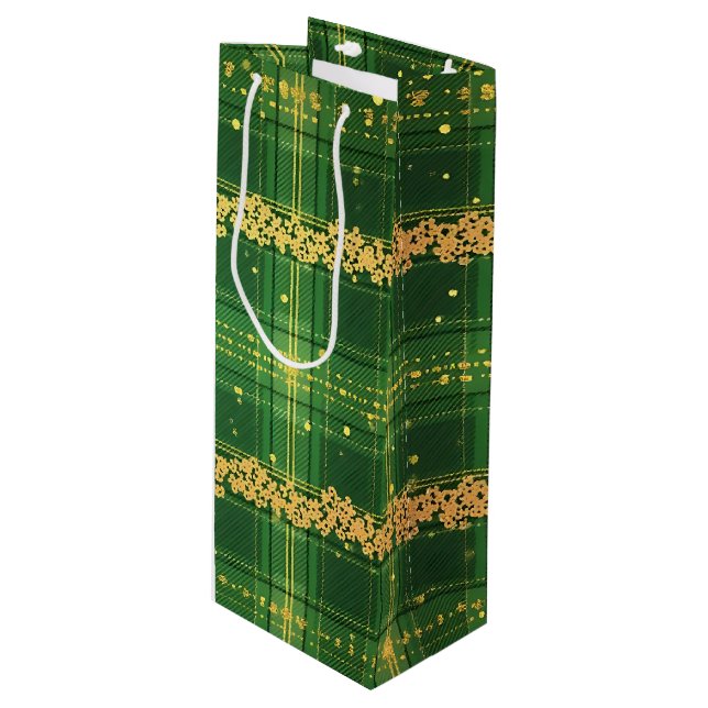 GRÖN OCH GUL GLITTER IRISK RANDIGT MÖNSTER (Framsidan Vinklad)