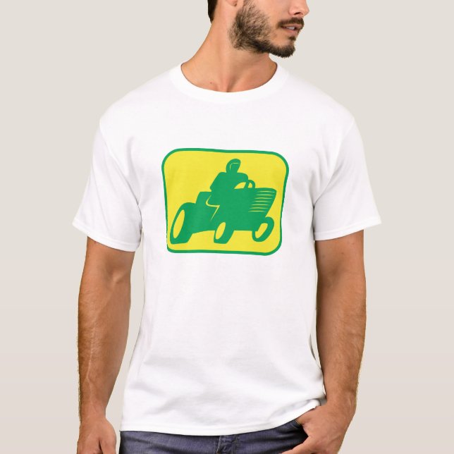 Grön och gul gräsklippareRacer T-shirt (Framsida)