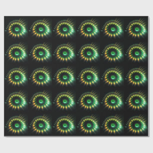 Grön Och Gul Jet Pinwheel Fraktal Presentpapper