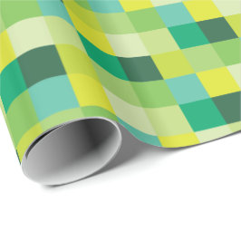Grön och gul konst för PIXEL för Pixelated mönster Presentpapper