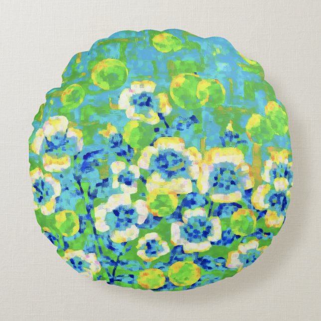 Grön och gul sommar kudde (Framsidan)