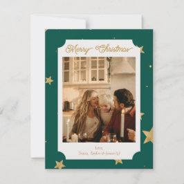 Grön och gul stjärna julkort för foton