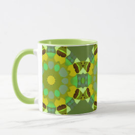 Grön och guld abstrakt kaffemugg