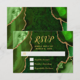Grön och Guld Agat Marmor RSVP OSA Kort