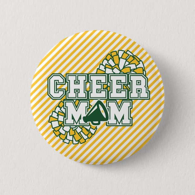 Grön och guld Cheer mamma  Knapp (Framsida)