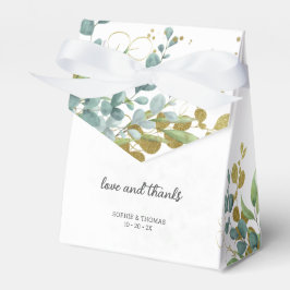 Grön och guld eukalyptus vattenfärg bröllop presentaskar