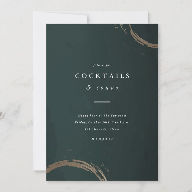 Grön och guld jul cocktailfest inbjudningar (Framsida)