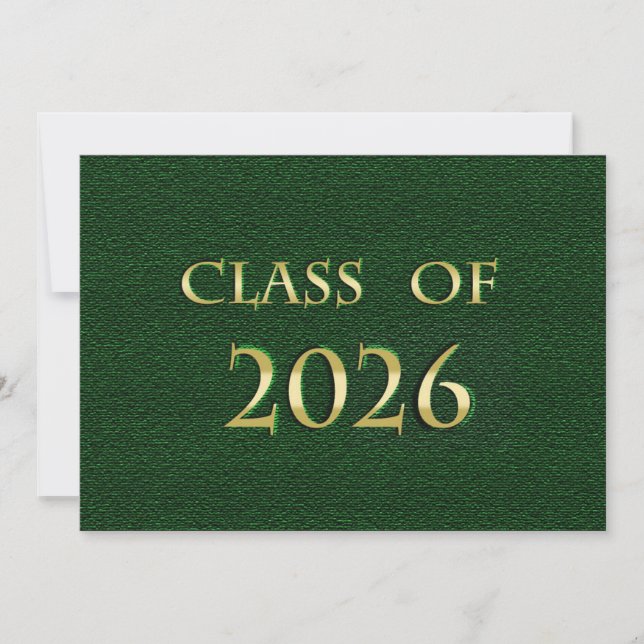 Grön och Guld Klass 2026-kort Inbjudningar (Framsida)