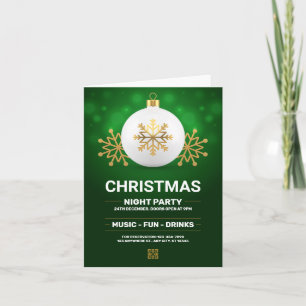 Grön och guld modern julfest, jul inbjudan