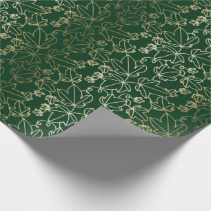 Grön och guld- murgrönalövblommönster för sko presentpapper