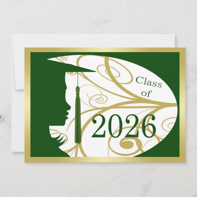 Grön och Guld Silhuett 2026 Kort (Framsida)
