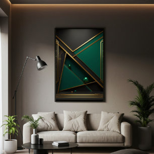 Grön och guldgeometri poster